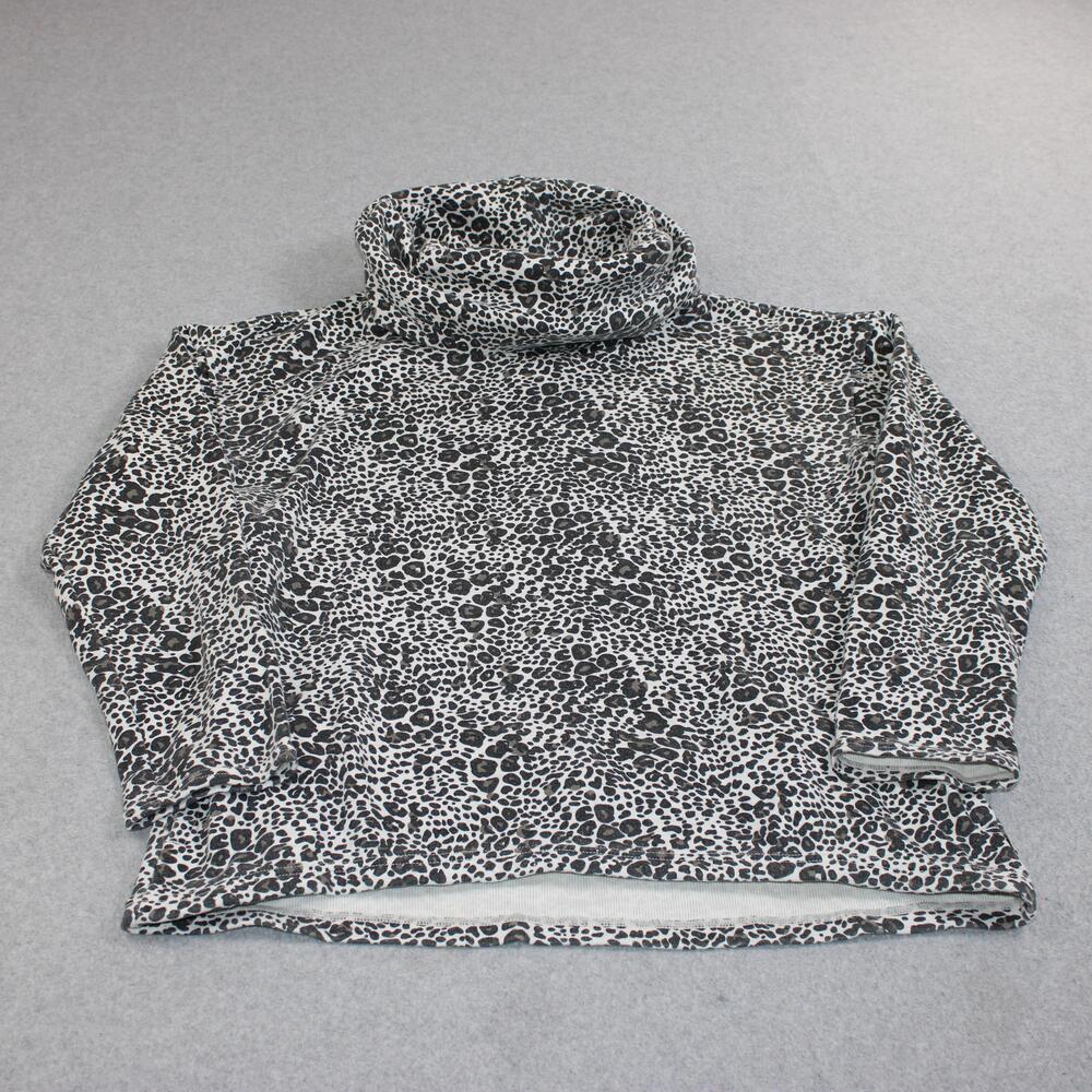 Burton Ellmore Sweatshirt Womens Large Gray Leopard Cowl Neck Pullover Pockets